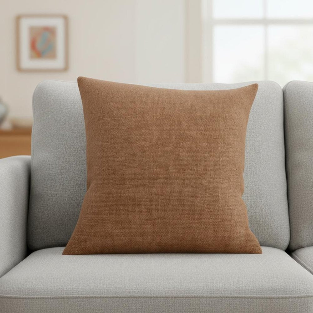 18" Brown Linen Throw Pillow Cover