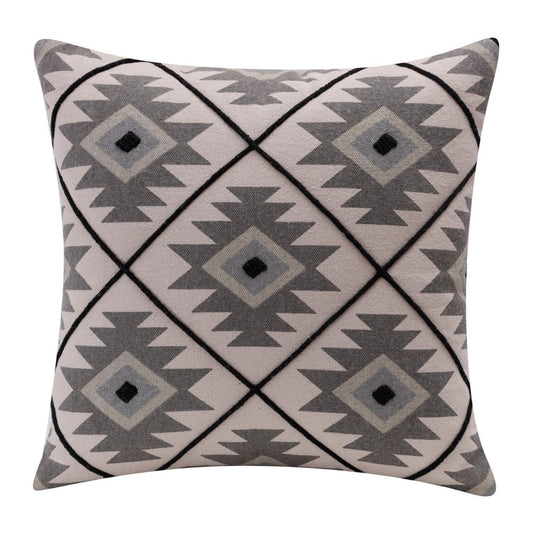 18" Gray And Black Geometric Cotton Throw Pillow Cover
