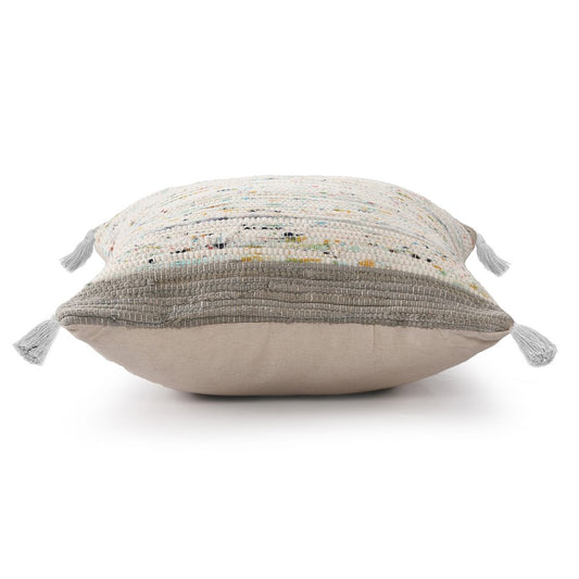 18" Gray White And Blue Color Block Cotton Throw Pillow Cover