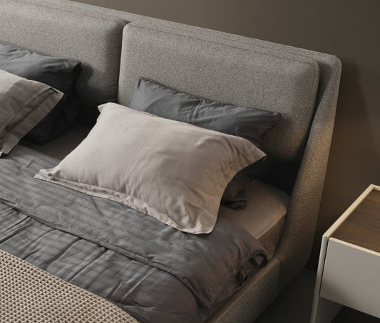 Gray Linen Upholstered Upholstered King Bed Frame