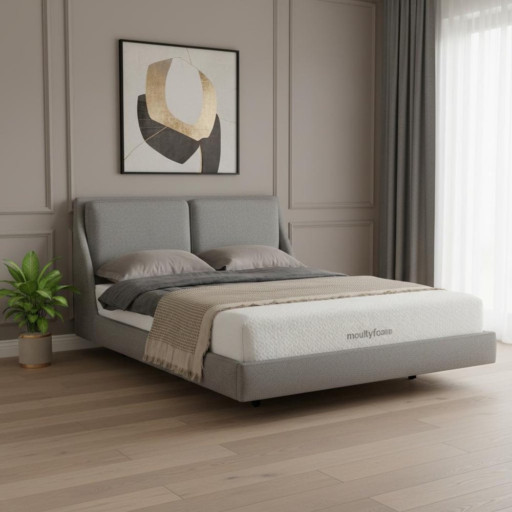 Gray Linen Upholstered Upholstered Queen Bed Frame