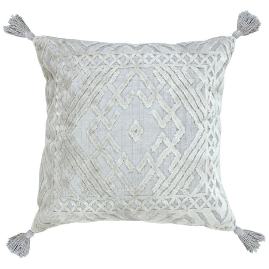 18" Silver And Gray Geometric Viscose Throw Pillow Cover