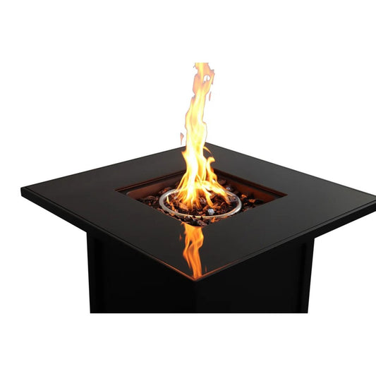 50000 BTU 30" Black Steel Propane Square Fire Pit With Cover