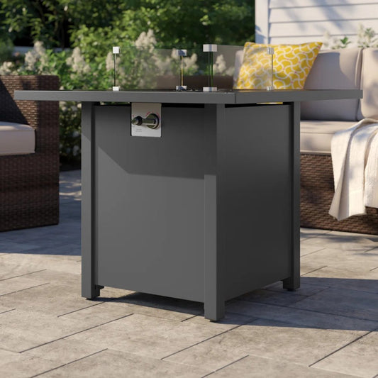 50000 BTU 30" Black Steel Propane Square Fire Pit With Cover