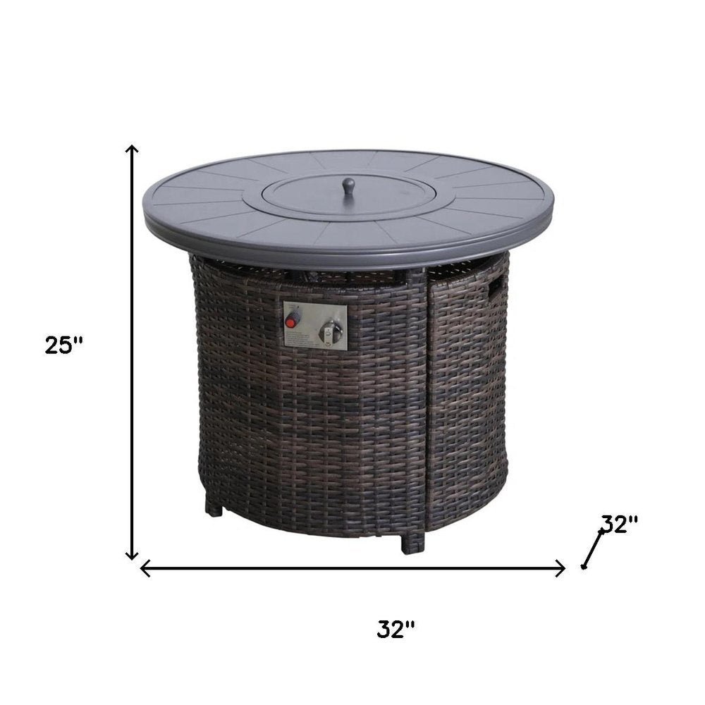 50000 BTU 32" Black Aluminum Propane Round Fire Pit With Cover