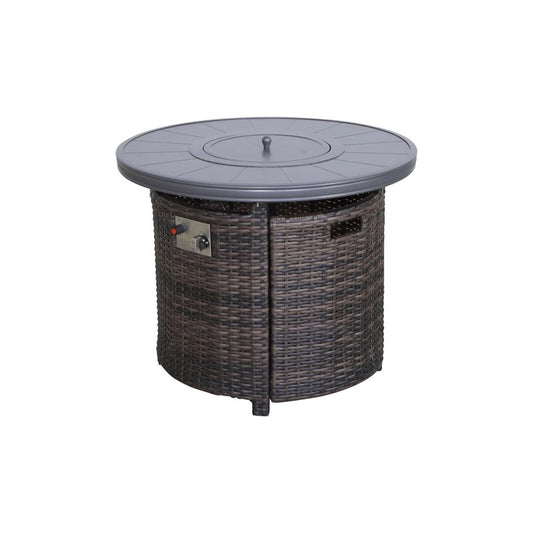 50000 BTU 32" Black Aluminum Propane Round Fire Pit With Cover
