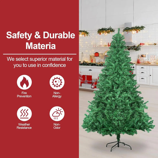 7ft/8ft Spruce Artificial Holiday Christmas Tree for Home/Party Decor w/1300 Branch Tips, Easy Assembly, Metal Hinges&Base