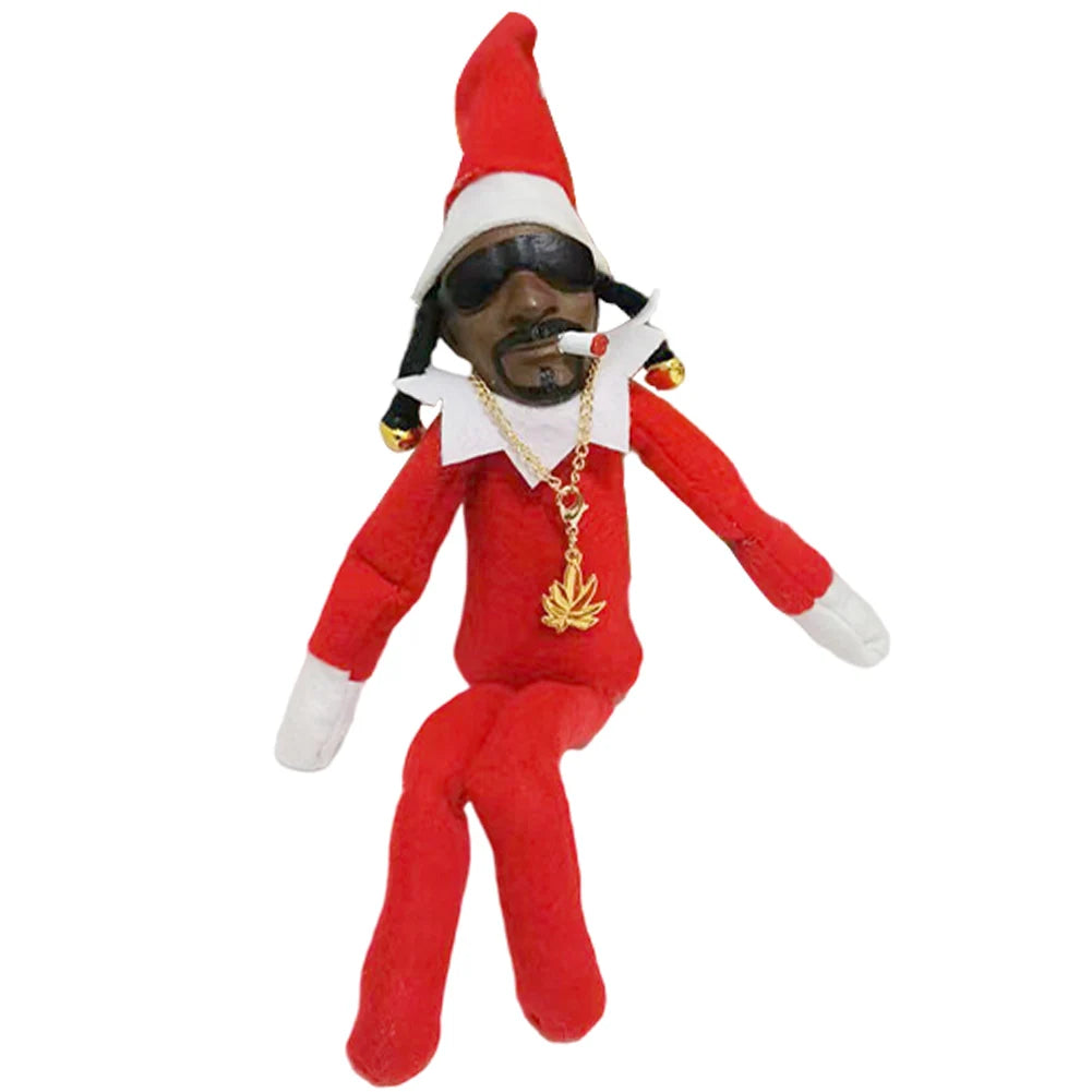 11.81inch Christmas Elf Doll with Snoop on a Stoop Christmas Trees Decoration Ornaments Hip Hop Lovers Christmas Elf Plush Toys