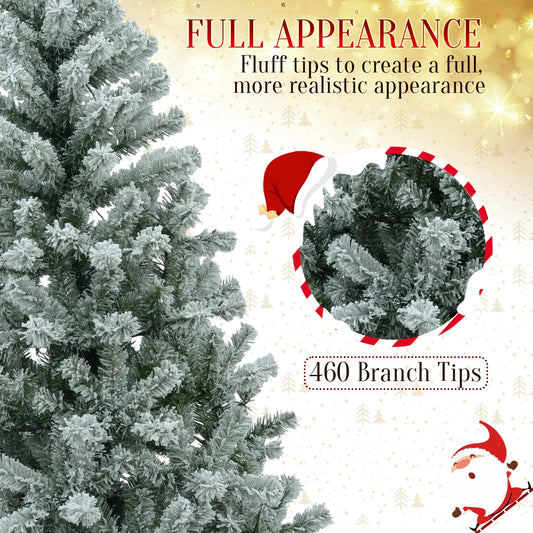 190cm Pre-Lit Artificial Christmas Tree 2025 Christmas Decorations 200 Warm-White LED Light White Green 460 Dense Branch Tips