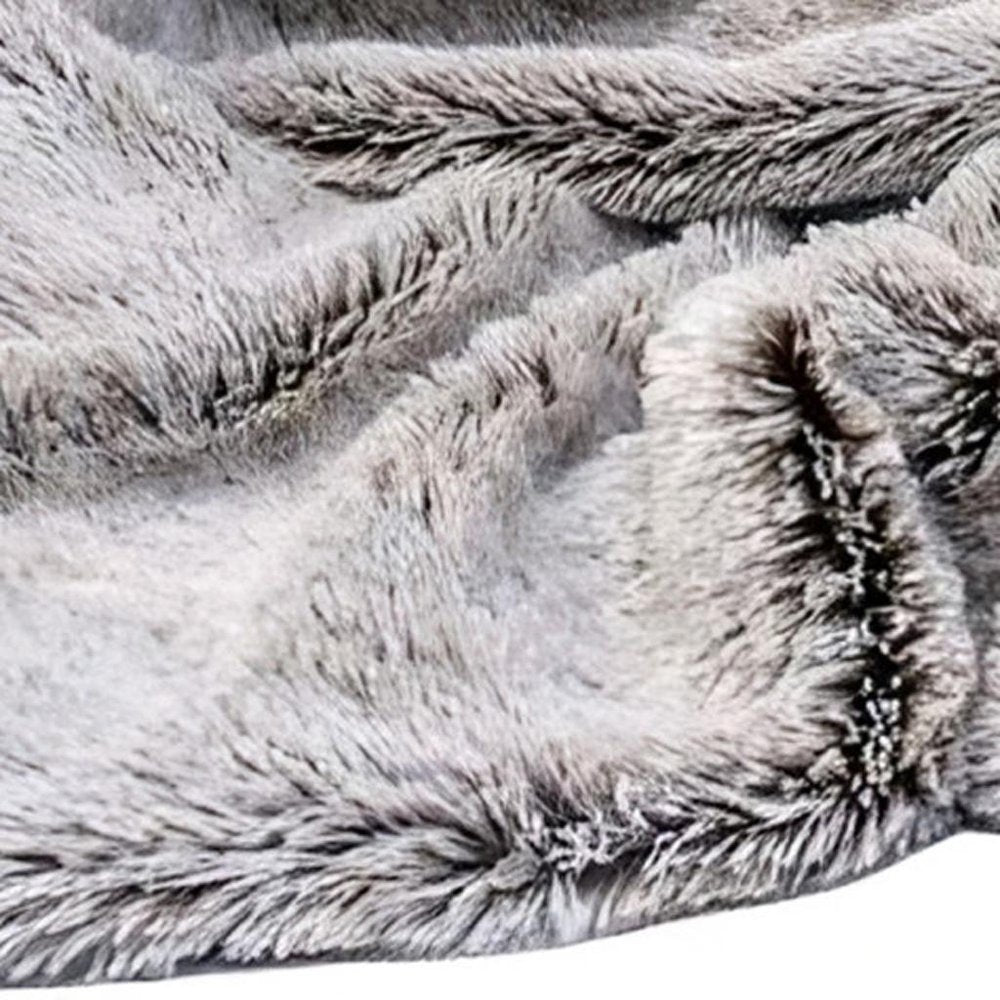 Gray Faux Fur Ombre Plush Throw