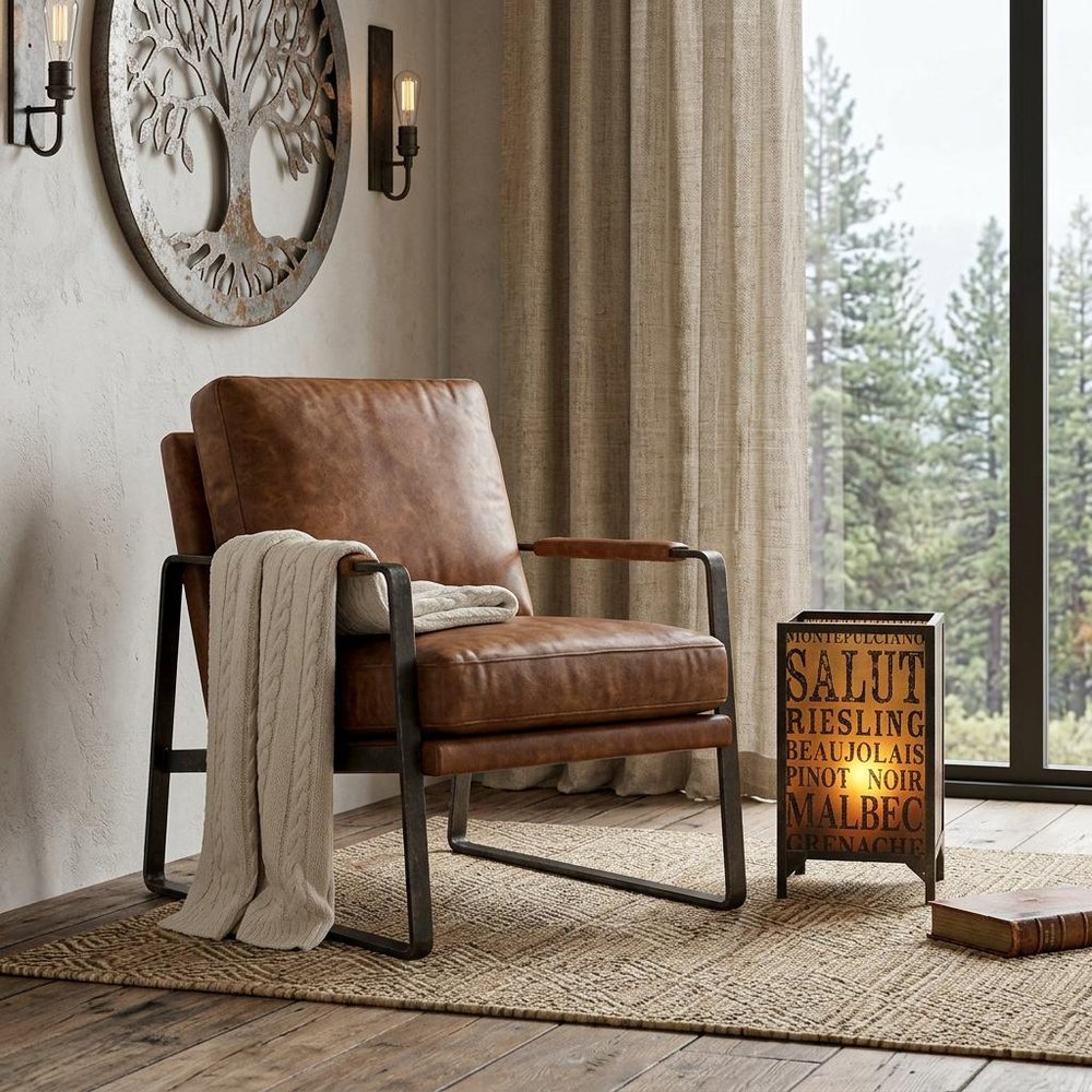 18" Brown Metal Floor Candle Holder