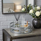 14" Silver Round Metal Geometric Vanity Tray