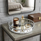14" Silver Round Metal Geometric Vanity Tray
