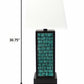 31" Black Metal Bedside Lamp With White Empire Shade