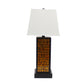 31" Black and Yellow Metal Bedside Table Lamp With White Empire Shade