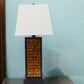31" Black and Yellow Metal Bedside Table Lamp With White Empire Shade