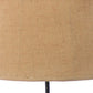 28" Distressed Gray Metal Novelty Bedside Lamp With Khaki Drum Shade