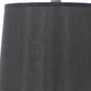 25" Distressed Brown Wood Novelty Bedside Lamp With Black Drum Shade