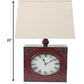 22" Distressed Red Metal Bedside Lamp With Beige Shade