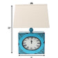 22" Distressed Red Metal Bedside Lamp With Beige Shade