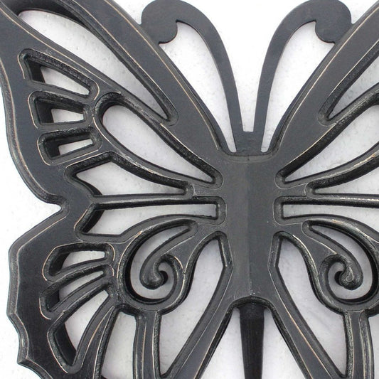23" X 19" Black Butterfly Wood Hanging Dimensional Sculpture