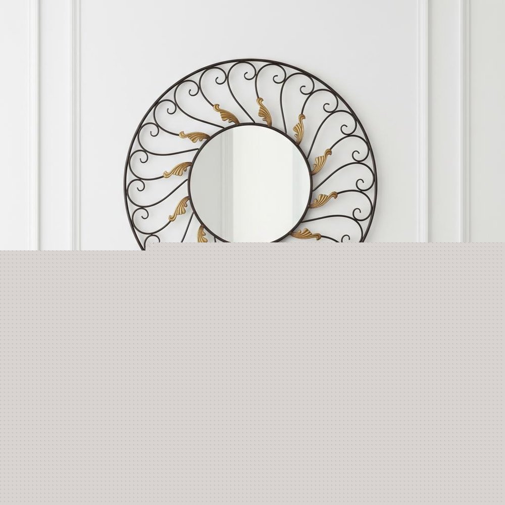 38" Bronze Metal Round Framed Accent Mirror