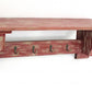 30" Red Distressed Wood Four Hook Wall Mounted Hanging Coat Rack