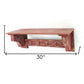 30" Red Distressed Wood Four Hook Wall Mounted Hanging Coat Rack