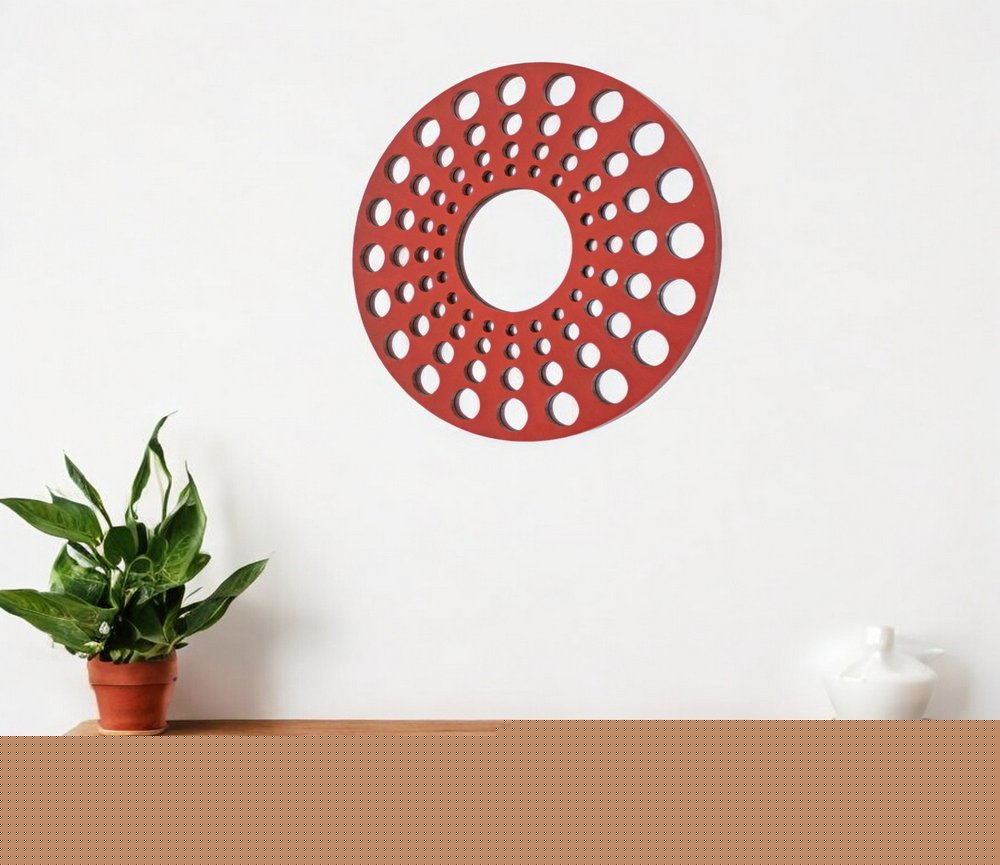 Red Wood Hanging Dimensional Sculpture