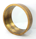36" Gold Round Solid Wood Framed Accent Mirror