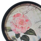 Set of Two Black And Pink Floral Metal Round Trays Hanging Wall Decor
