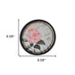 Set of Two Black And Pink Floral Metal Round Trays Hanging Wall Decor