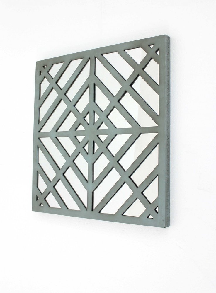 24" Black Abstract Wood Framed Accent Mirror