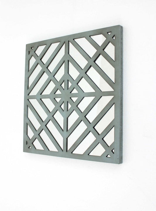 24" Black Abstract Wood Framed Accent Mirror