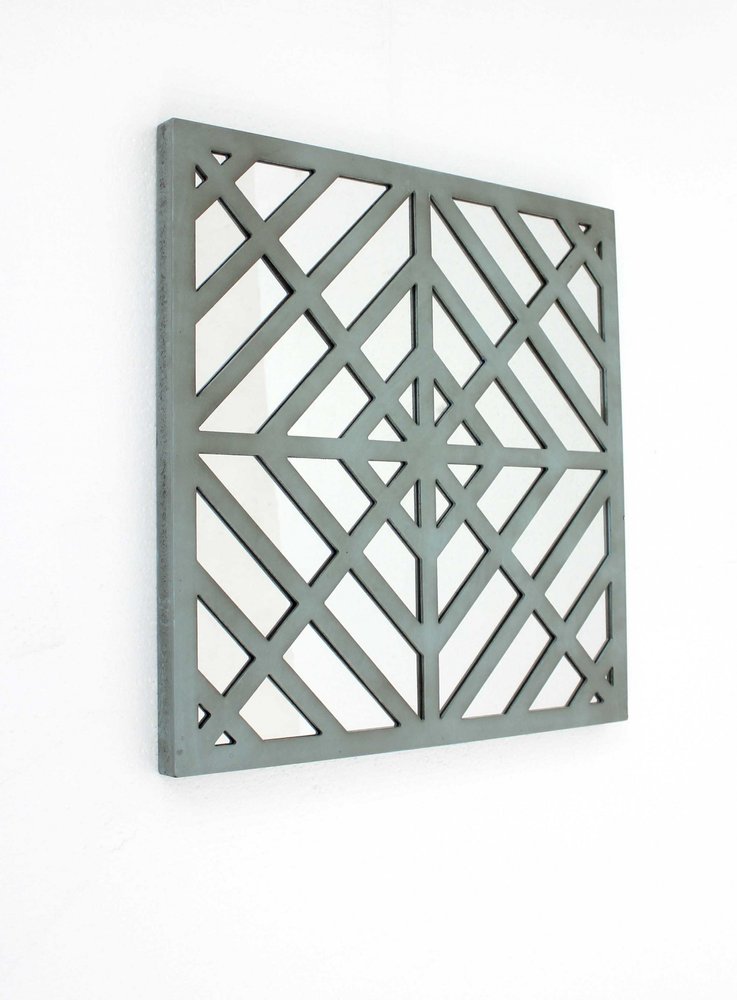 24" Black Abstract Wood Framed Accent Mirror