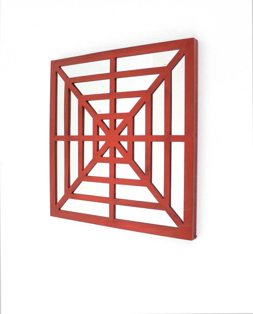 24" Black Abstract Wood Framed Accent Mirror