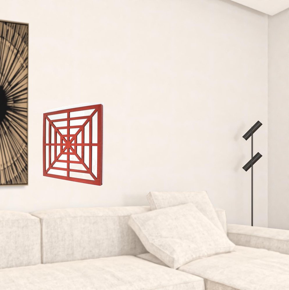 24" Black Abstract Wood Framed Accent Mirror