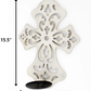 15.5 X 5 X 11 White Wooden Cross - Candle Holder Sconce