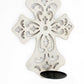 15.5 X 5 X 11 White Wooden Cross - Candle Holder Sconce