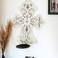 15.5 X 5 X 11 White Wooden Cross - Candle Holder Sconce
