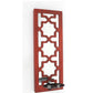 17" Red And Silver Lattice Solid Wood Wall Sconce Candle Holder