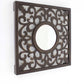 24" Brown Circle In Square Vintage Style Framed Accent Mirror