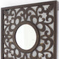 24" Brown Circle In Square Vintage Style Framed Accent Mirror