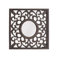 24" Brown Circle In Square Vintage Style Framed Accent Mirror