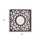 24" Brown Circle In Square Vintage Style Framed Accent Mirror