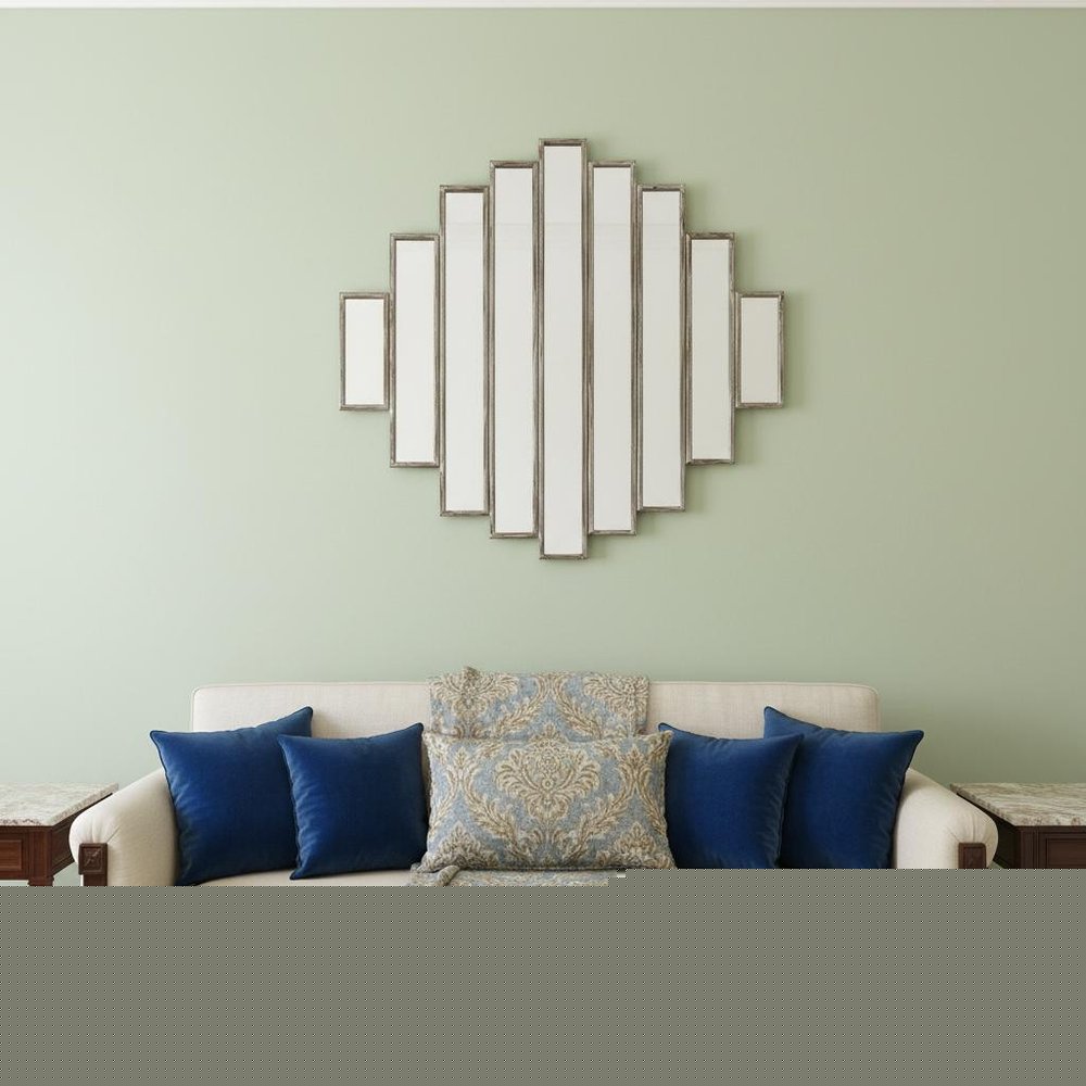 36" X 36" Silver Wood And Mirror Hanging Dimensional Sculpture