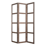 84" Brown Folding Three Panel Screen Room Divider