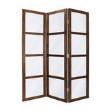 84" Brown Folding Three Panel Screen Room Divider