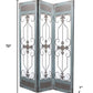 72" Blue Metal Folding Three Panel Screen Room Divider