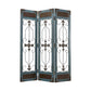 72" Blue Metal Folding Three Panel Screen Room Divider